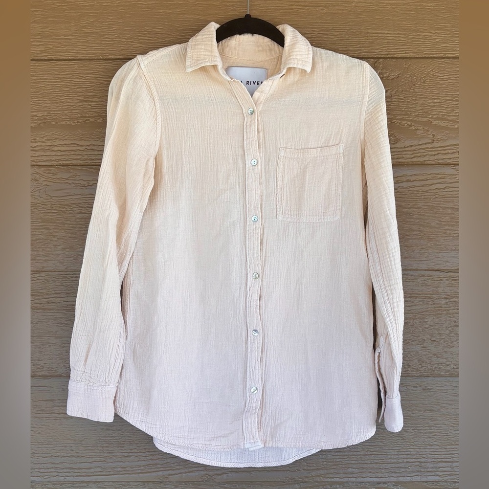 Lola River Women’s Light Pink Button-Down Textured Shirt Sz XS